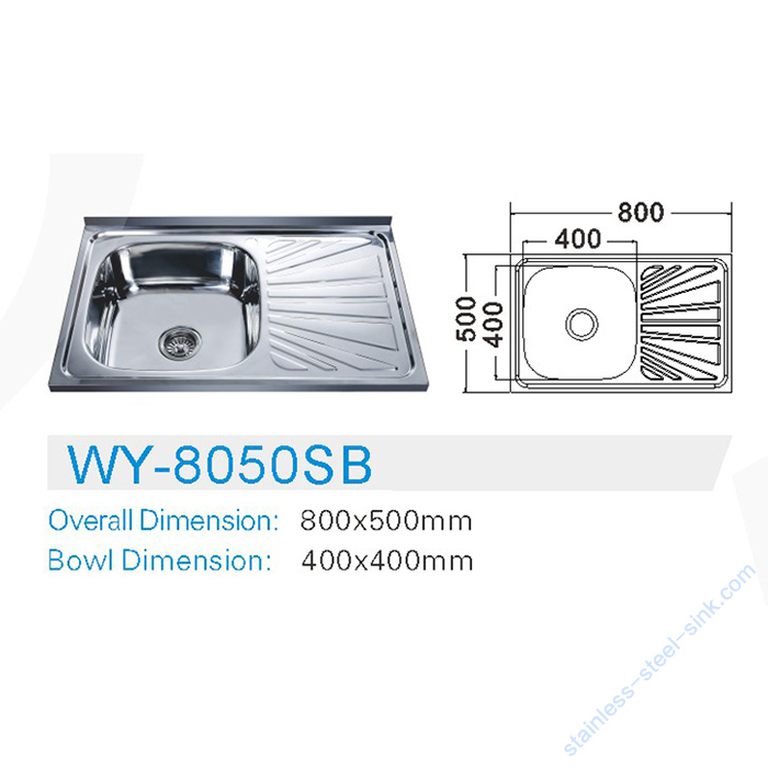 Single Bowl with Drainboard Kitchen Sink WY-8050SB