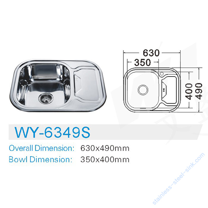 Single Bowl with Drainboard Kitchen Sink WY-6349S