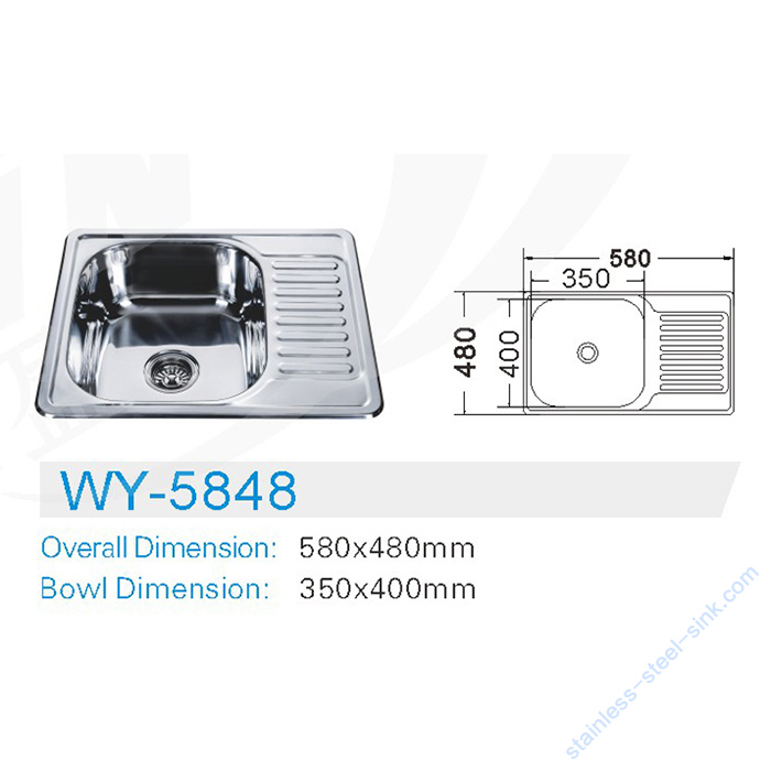Single Bowl with Drainboard Kitchen Sink WY-5848