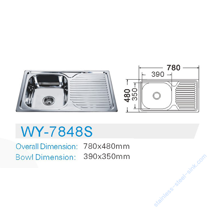 Single Bowl with Drainboard Kitchen Sink WY-7848S