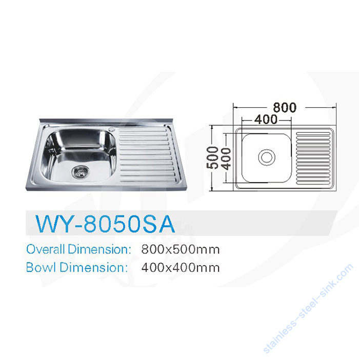 Single Bowl with Drainboard Kitchen Sink WY-8050SA