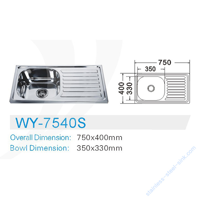 Single Bowl with Drainboard Kitchen Sink WY-7540S