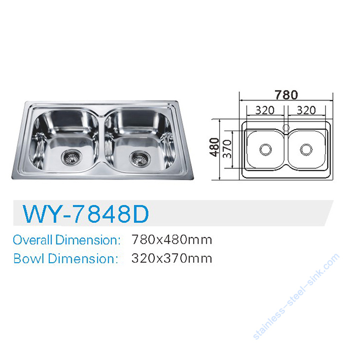 Double  Bowl Kitchen Sink WY-7848D