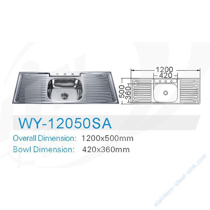 Single Bowl with Drainboard Kitchen Sink WY-12050SA