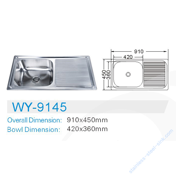 Single Bowl with Drainboard Kitchen Sink WY-9145