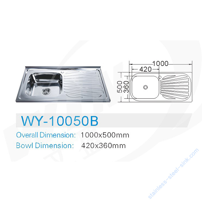 Single Bowl with Drainboard Kitchen Sink WY-10050B
