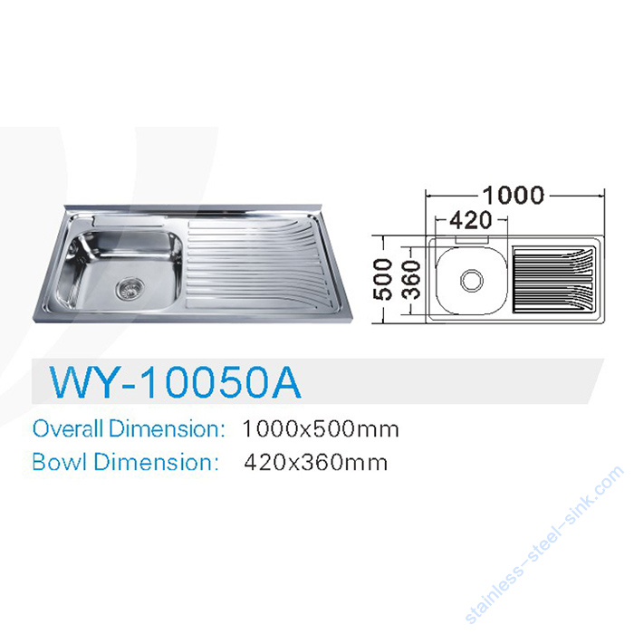 Single Bowl with Drainboard Kitchen Sink WY-10050A