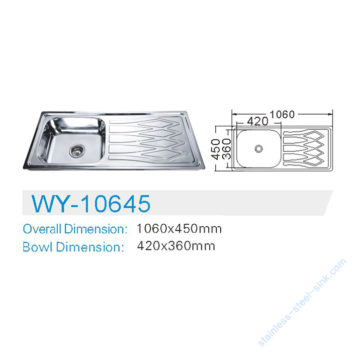 Single Bowl with Drainboard Kitchen Sink WY-10645