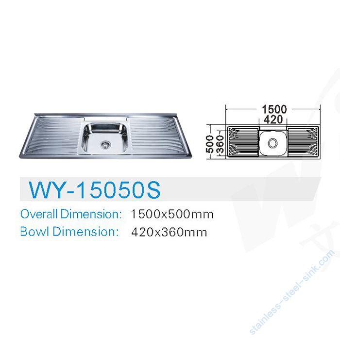 Single Bowl with Drainboard Kitchen Sink WY-15050S