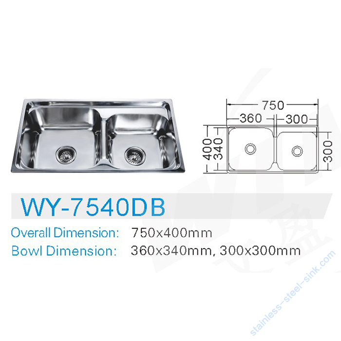 Double Bowl Kitchen Sink WY-7540DB