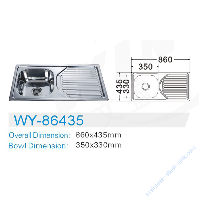 Single Bowl with Drainboard Kitchen Sink WY-86435