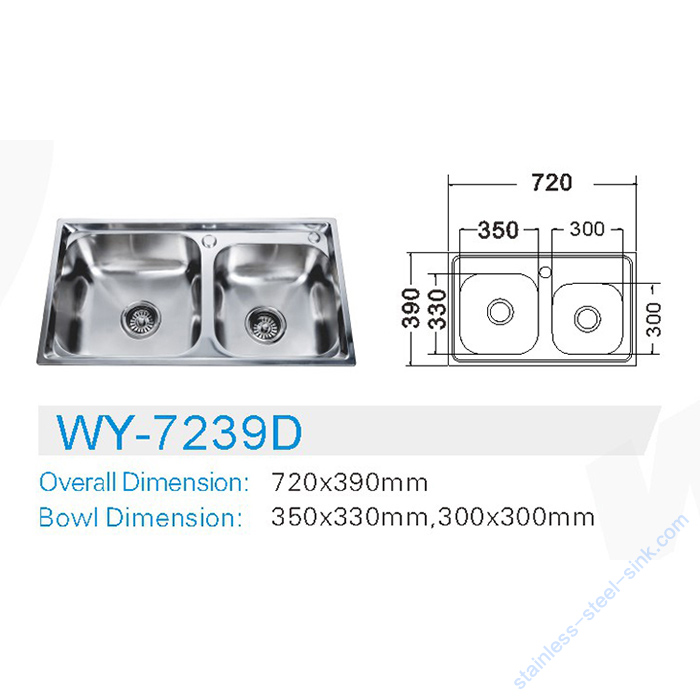Double Bowl Kitchen Sink WY-7239D