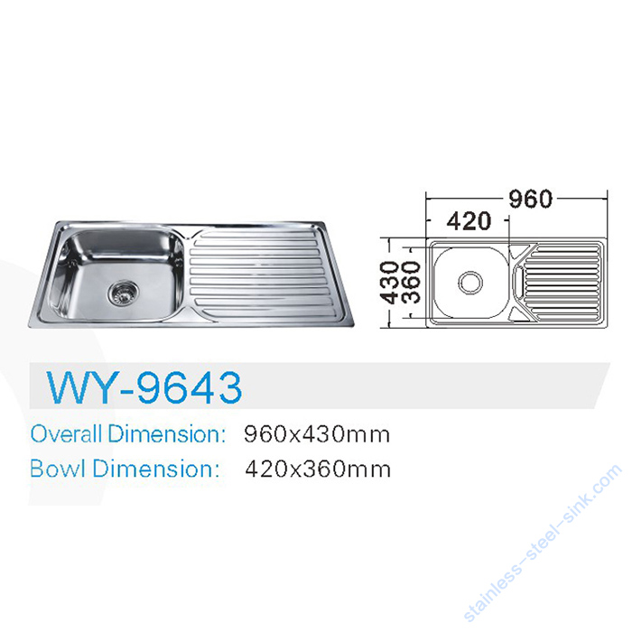 Single Bowl with Drainboard Kitchen Sink WY-9643