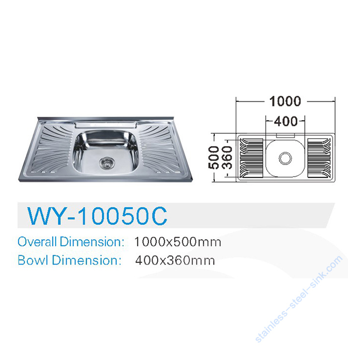 Single Bowl with Drainboard Kitchen Sink WY-10050C