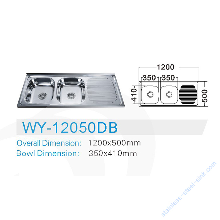 Double Bowl with Drainboard Kitchen Sink WY-12050DB