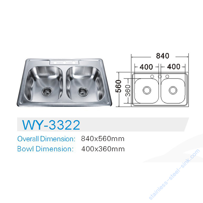 Double Bowl Kitchen Sink WY-3322